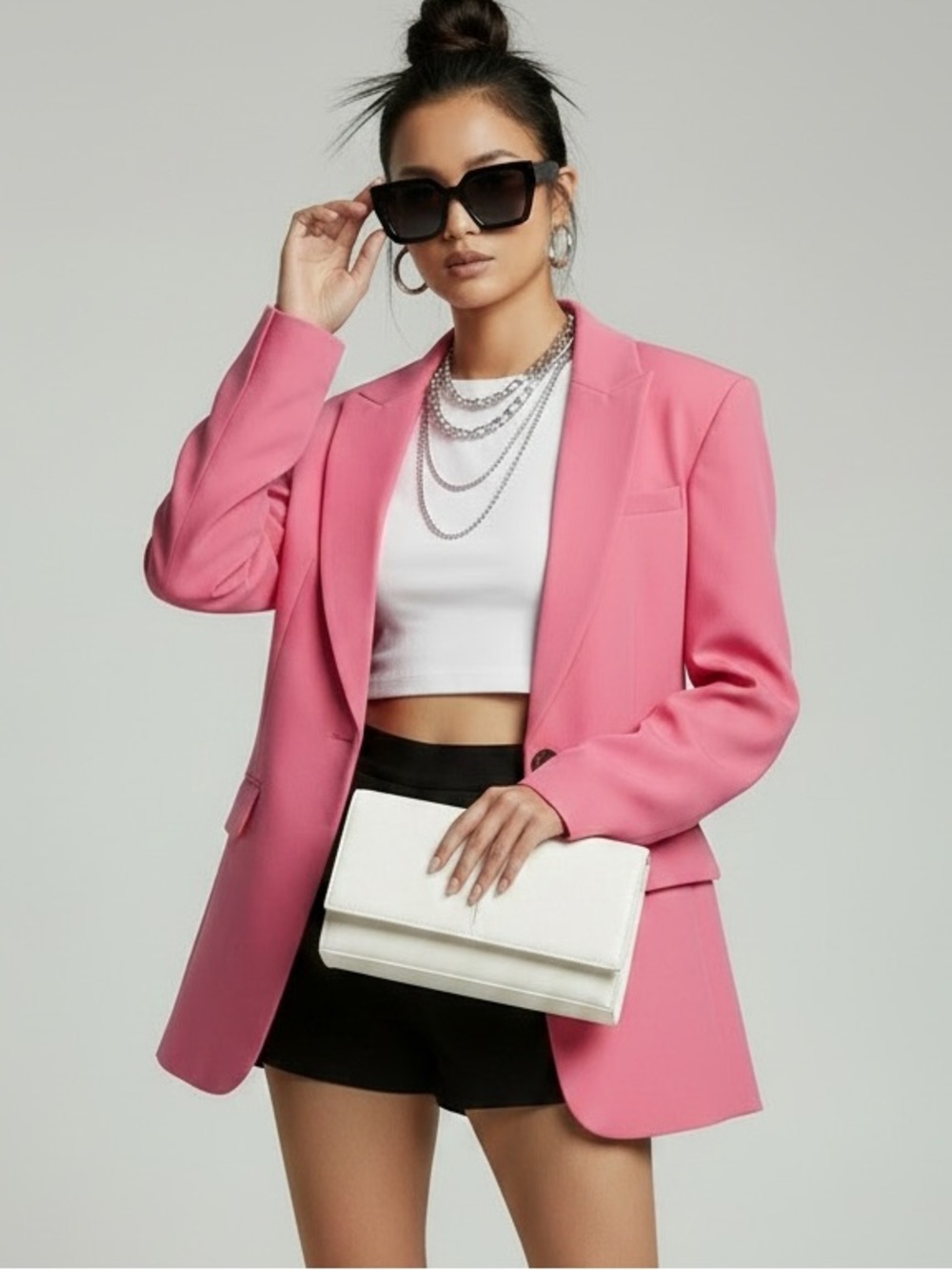 Zara Pink Single-Breasted Blazer
